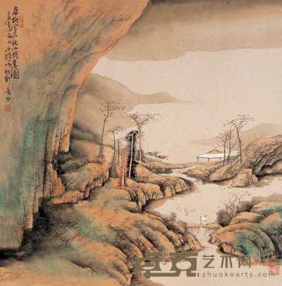 晏明 乙酉（2005）年作 秋山诗意图 镜心 66×65cm